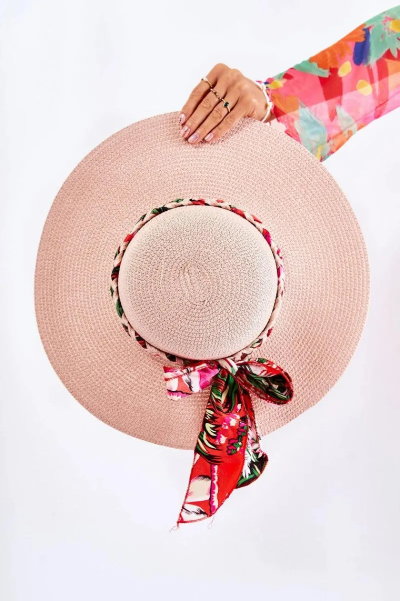 Okrycia Głowy>Boto Damski Kapelusz Z Kolorowym Paskiem Różowy Marsela