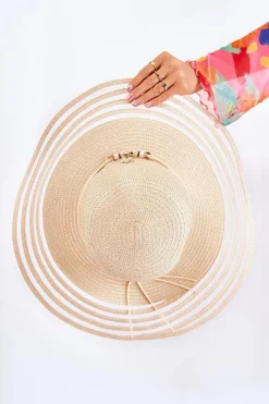 Online Damski Kapelusz Z Ozdobnym Paskiem Beżowy Carra Okrycia Głowy