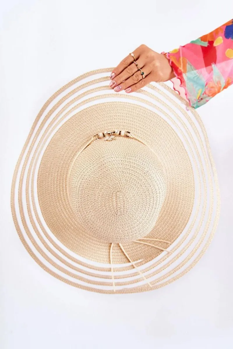 Online Damski Kapelusz Z Ozdobnym Paskiem Beżowy Carra Okrycia Głowy