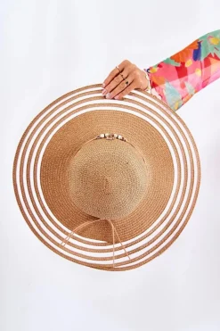 Clearance Damski Kapelusz Z Ozdobnym Paskiem Brązowy Carra Okrycia Głowy