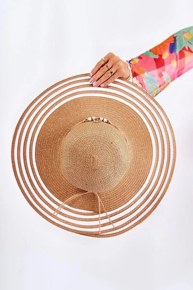 Clearance Damski Kapelusz Z Ozdobnym Paskiem Brązowy Carra Okrycia Głowy