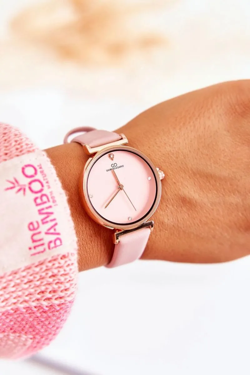 New Damski Klasyczny Zegarek Na Skórzanym Pasku Różowy Zegarki