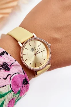 Clearance Damski Klasyczny Zegarek Na Pasku Żółty Zegarki