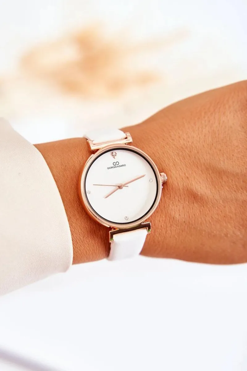 Zegarki>Giorgio&Dario Damski Klasyczny Zegarek Na Skórzanym Pasku Biały