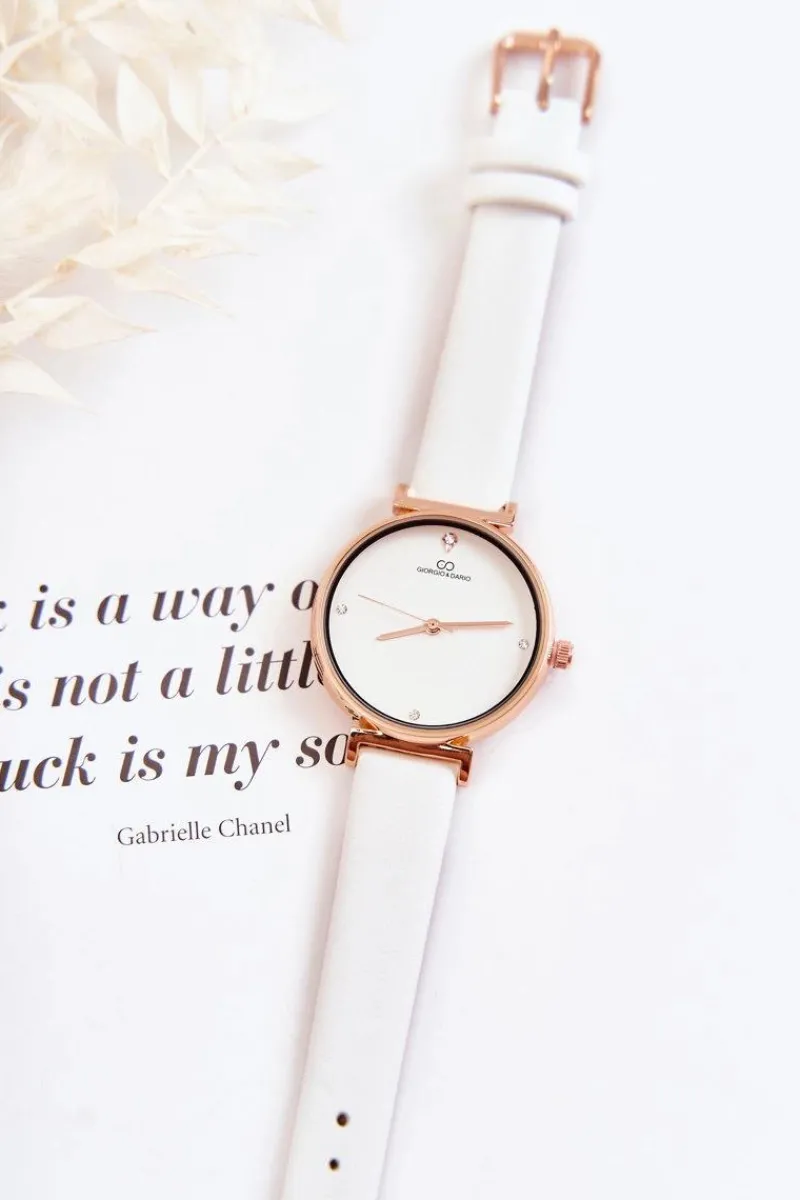 Zegarki>Giorgio&Dario Damski Klasyczny Zegarek Na Skórzanym Pasku Biały