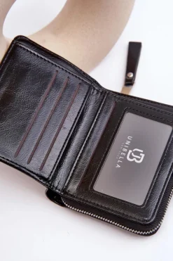 Portfele>Boto Damski Lakierowany Portfel Portmonetka Z Ekoskóry Czarny Zalirna