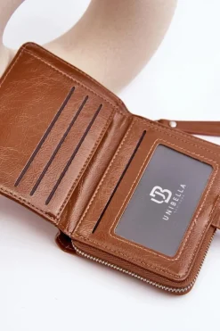 Outlet Damski Lakierowany Portfel Portmonetka Z Ekoskóry Brązowy Zalirna Portfele