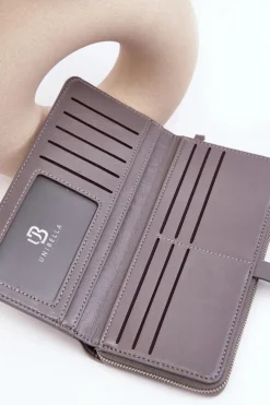 Portfele>Boto Damski Lakierowany Portfel Na Magnes Szary Bielia