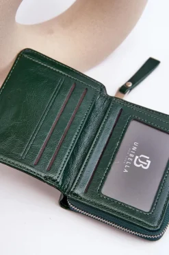 Portfele>Boto Damski Lakierowany Portfel Portmonetka Z Ekoskóry Ciemnozielony Zalirna