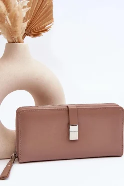 Damski Lakierowany Portfel Na Magnes Beżowy Bielia Portfele