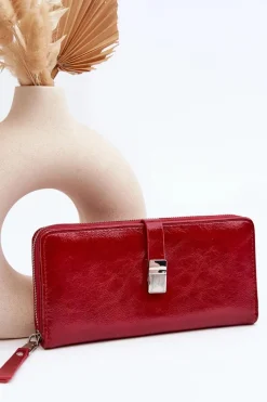 Outlet Boto Damski Lakierowany Portfel Na Magnes Czerwony Bielia