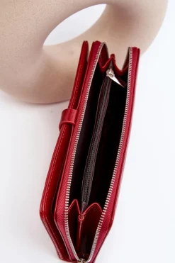 Outlet Boto Damski Lakierowany Portfel Na Magnes Czerwony Bielia