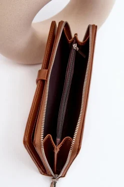 Online Boto Damski Lakierowany Portfel Na Magnes Brązowy Bielia