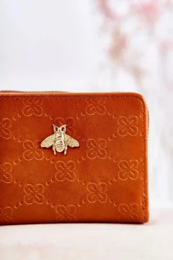 Boto Damski Mały Portfel Z Ozdobą Jasnobrązowy Sanchos