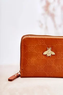 Boto Damski Mały Portfel Z Ozdobą Jasnobrązowy Sanchos