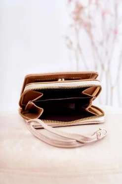 Clearance Damski Mały Portfel Z Ozdobą Beżowy Sanchos Portfele