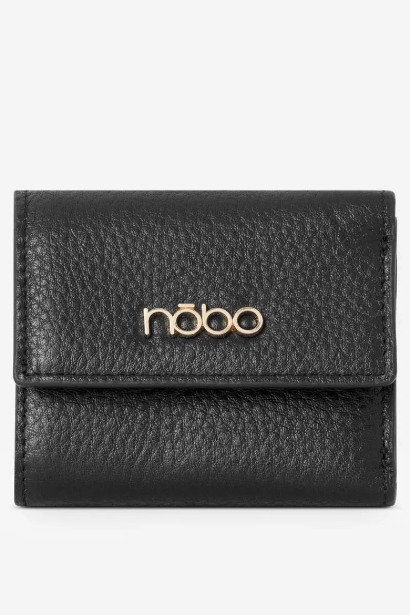Nobo Damski Mały Portfel Ze Skóry Naturalnej NPUR-LR110-C020 Czarny