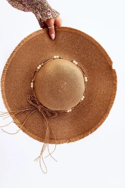 Outlet Damski Modny Kapelusz Z Ozdobną Kokardą Beżowy Okrycia Głowy