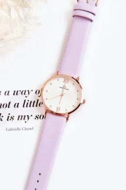 New Damski Modny Zegarek Na Pasku Fioletowy Zegarki