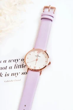 New Damski Modny Zegarek Na Pasku Fioletowy Zegarki