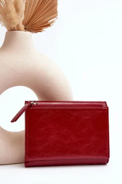Portfele>Boto Damski Portfel Portmonetka Z Ekoskóry Czerwony Joanela