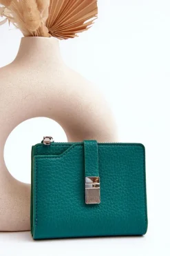 Portfele>Boto Damski Portfel Portmonetka Z Ekoskóry Zielony Lazara