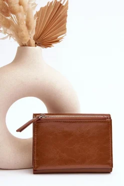 Hot Damski Portfel Portmonetka Z Ekoskóry Brązowy Joanela Portfele