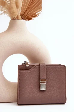Best Damski Portfel Portmonetka Z Ekoskóry Jasnobrązowy Lazara Portfele