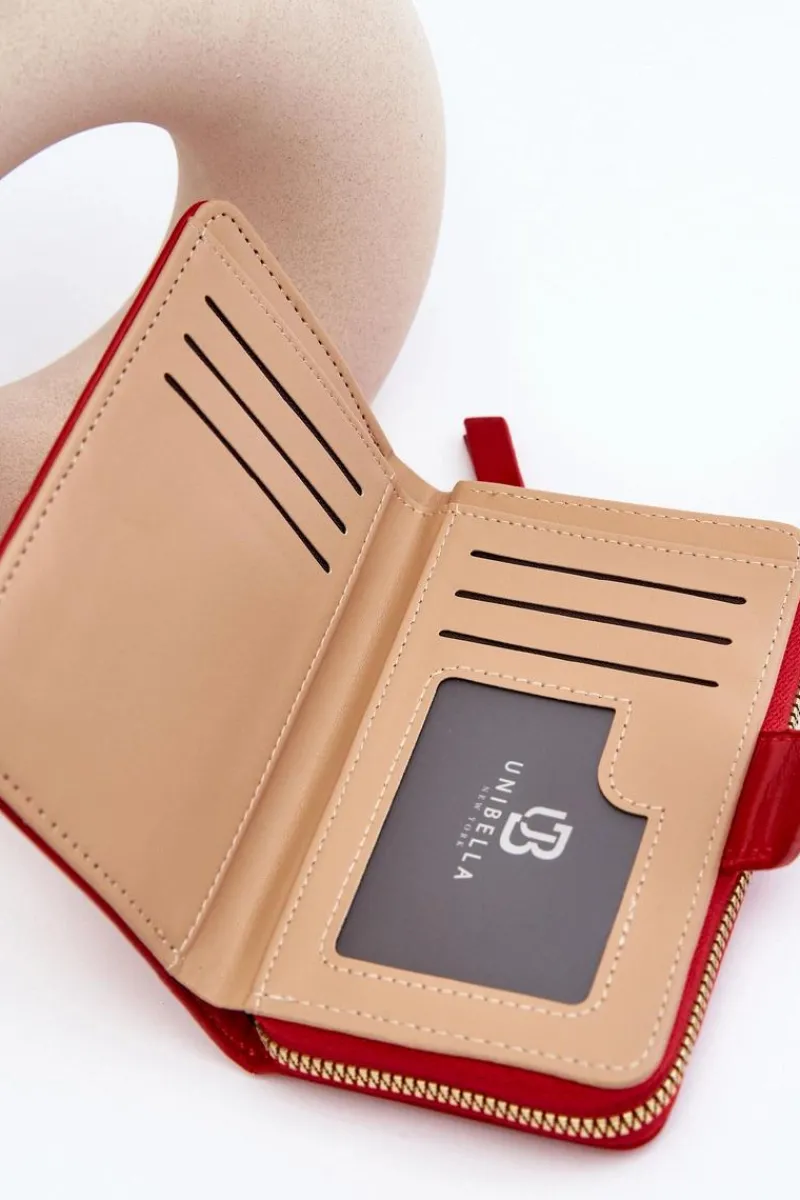 Damski Portfel Portmonetka Z Ekoskóry Czerwony Risuna Portfele