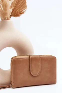 Online Boto Damski Portfel Portmonetka Z Ekoskóry Beżowy Risuna