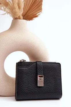 Portfele>Boto Damski Portfel Portmonetka Z Ekoskóry Czarny Lazara