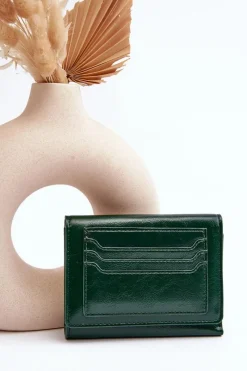 Outlet Boto Damski Portfel Portmonetka Z Ekoskóry Ciemnozielony Joanela