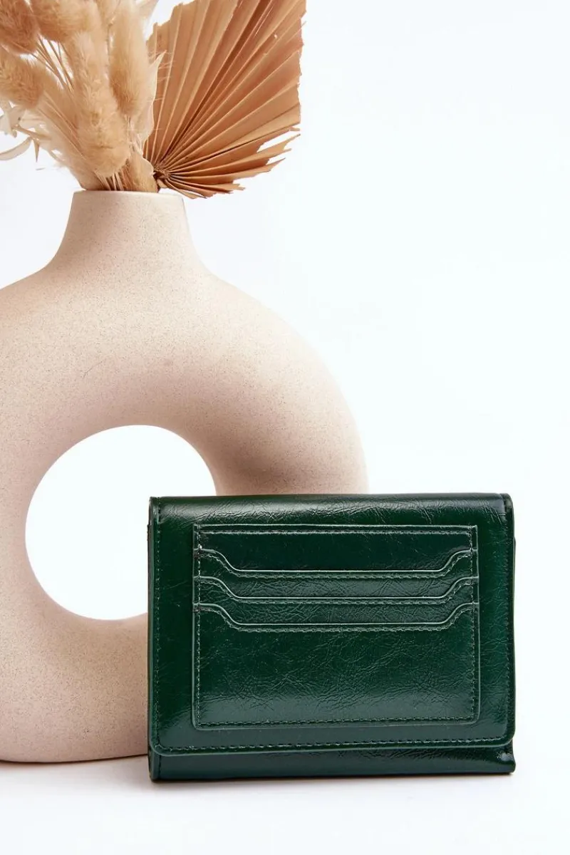 Outlet Boto Damski Portfel Portmonetka Z Ekoskóry Ciemnozielony Joanela