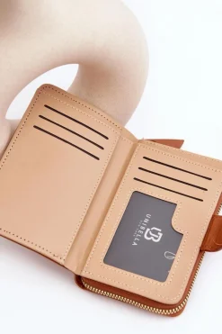 Hot Boto Damski Portfel Portmonetka Z Ekoskóry Brązowy Risuna