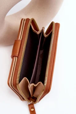 Hot Boto Damski Portfel Portmonetka Z Ekoskóry Brązowy Risuna