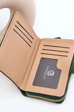 Portfele>Boto Damski Portfel Portmonetka Z Ekoskóry Ciemnozielony Risuna