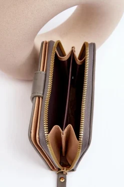 Sale Damski Portfel Portmonetka Z Ekoskóry Szary Risuna Portfele