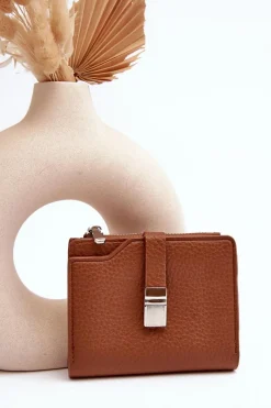 Sale Damski Portfel Portmonetka Z Ekoskóry Brązowy Lazara Portfele