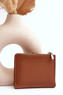 Sale Damski Portfel Portmonetka Z Ekoskóry Brązowy Lazara Portfele