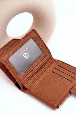 Sale Damski Portfel Portmonetka Z Ekoskóry Brązowy Lazara Portfele