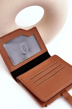 Sale Damski Portfel Portmonetka Z Ekoskóry Brązowy Lazara Portfele