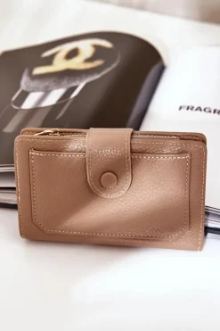 Portfele>Boto Damski Portfel Z Eko Skóry Ciemnobeżowy Isamille