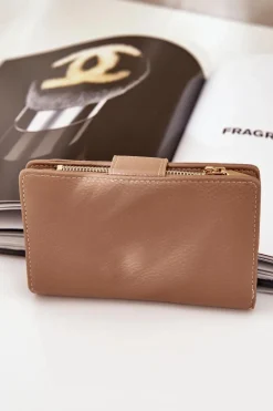 Portfele>Boto Damski Portfel Z Eko Skóry Ciemnobeżowy Isamille