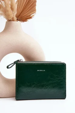 New Damski Portfel Z Ekoskóry Ciemnozielony Cudea Portfele