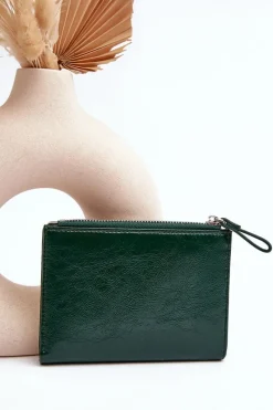 New Damski Portfel Z Ekoskóry Ciemnozielony Cudea Portfele