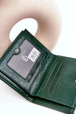 New Damski Portfel Z Ekoskóry Ciemnozielony Cudea Portfele