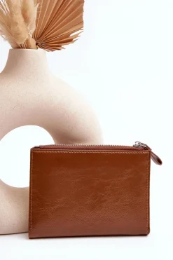 Hot Boto Damski Portfel Z Ekoskóry Brązowy Cudea