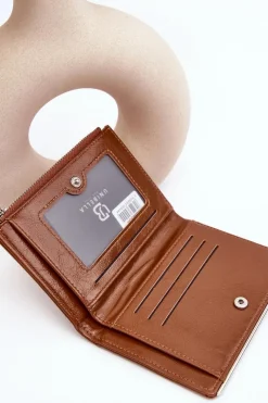 Hot Boto Damski Portfel Z Ekoskóry Brązowy Cudea