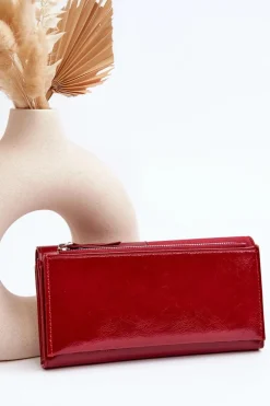 Portfele>Boto Damski Portfel Zapinany Na Magnes Czerwony Harmale