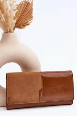 Clearance Damski Portfel Zapinany Na Magnes Brązowy Harmale Portfele